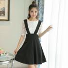 Mock Two-piece Elbow-sleeve Lace Dress