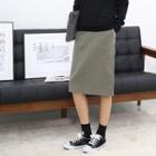 Zip-back H-line Midi Skirt