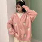 Peach Jacquard Cardigan