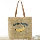 Banana Embroidered Tote Bag Beige - One Size