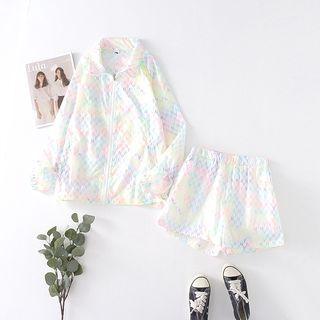 Set: Pattern Zip-up Jacket + Shorts