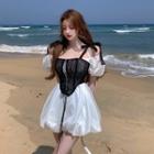 Cold-shoulder A-line Dress / Lace Camisole Top