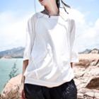 Paneled Elbow-sleeve T-shirt White - One Size