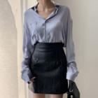 Pocket Detail Shirt / Mini Straight-fit Skirt