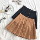 Single-breasted Corduroy High-waist Skirt