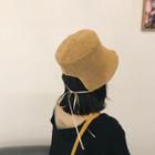 Ribbon Tie-back Knit Bucket Hat