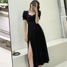 Short-sleeve Square-neck Midi A-line Dress (various Designs)