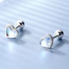 Heart Faux Crystal Sterling Silver Earring S925 Sterling Silver - 1 Pr - Silver - One Size