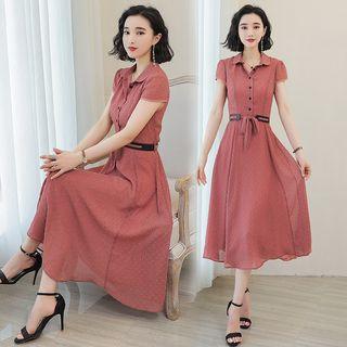 Short Sleeve Chiffon A-line Shirtdress