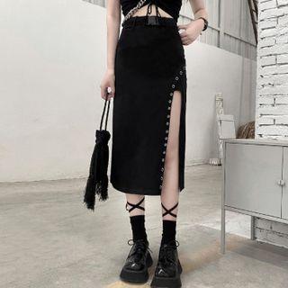 Set: Grommet Midi Skirt + Belt