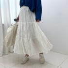 Band-waist Crinkled Tiered Skirt