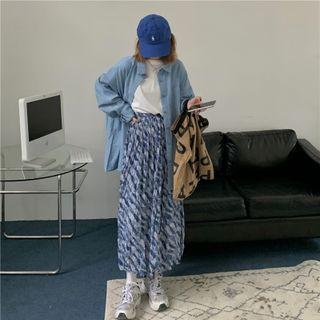 Tie-dyed Wide-leg Pants / Plain Shirt