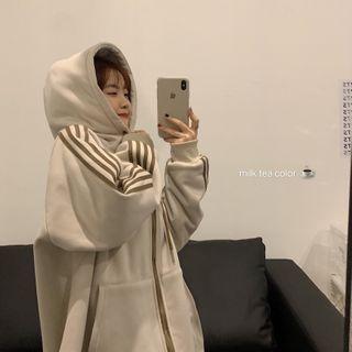Striped Panel Zipped Hoodie