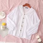 Lace-trim Plain Light Shirt White - One Size
