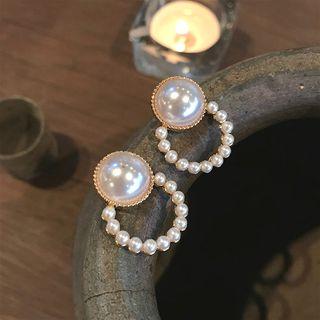 Retro Faux Pearl Earring 1 Pair - Gold - One Size