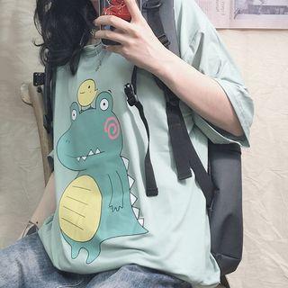Short-sleeve Dinosaur Printed T-shirt