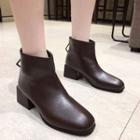 Rhinestone Zipper Block Heel Short Boots