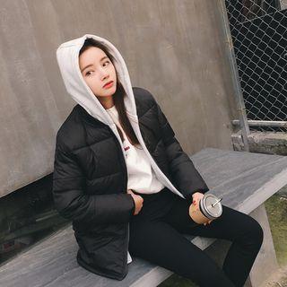 Mock Two Piece Hooded Padded Jacket