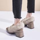 Chunky Heel Fluffy Short Boots