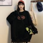 Set: Lettering Sweatshirt + Bear Detail Crossbody Bag