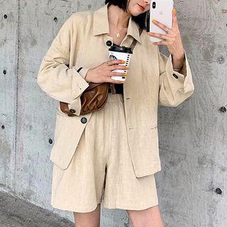Cotton Linen Blazer / Shorts / Wide-leg Pants / Set