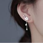 Flower Shell Sterling Silver Dangle Earring 1 Pair - Earrings - Flower - White & Pink - One Size