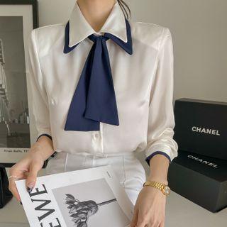 Detachable-tie Padded-shoulder Shirt