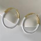 Glaze Alloy Hoop Earring 1 Pair - 14k Gold & White - One Size