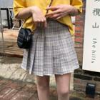 High-waist Plaid Accordion Pleat A-line Skirt