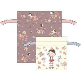 Chibi Maruko-chan Pouch Set (oriental Flower) One Size