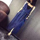 Tie-waist A-line Maxi Dungaree Dress