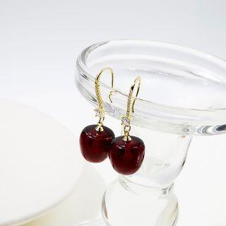 Rhinestone Cherry Drop Earring E4484 - 1 Pair - Red - One Size