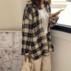 Plaid Oversize Shirt Blue - One Size