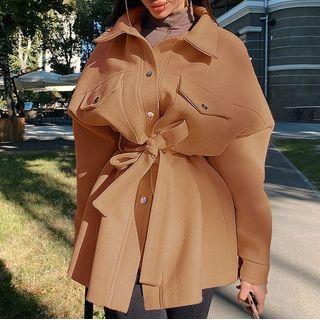 Oversized Ribbon-tie Utility Coat