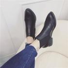 Faux Leather Pointed Ankle Boots