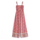 Spaghetti-strap Floral Print Wide Leg Jumpsuit