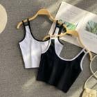 Contrast Trim Cutout Crop Tank Top