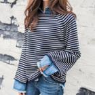 Striped Raglan-sleeve Sweater