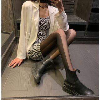 Two-tone Sheer Tights Black - One Size
