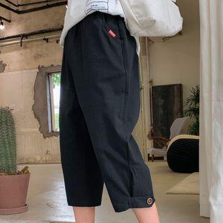 Plain Capri Straight-cut Pants