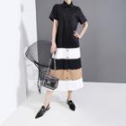 Short-sleeve Paneled Midi Shirtdress