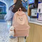 Bear Print Nylon Backpack / Bag Charm / Set