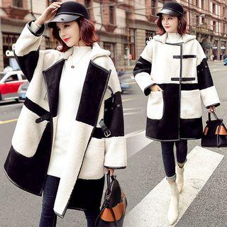 Fleece Panel Belted Woolen Coat