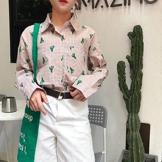 Cactus Print Shirt Pink - One Size