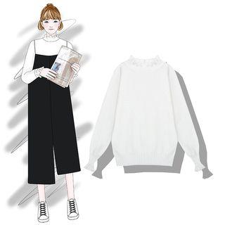 Frill-trim Mock-neck Sweater