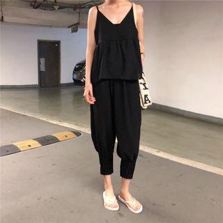 V-neck Camisole Top / Cropped Chiffon Baggy Pants