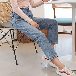 Band-waist Cropped Baggy-fit Jeans