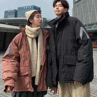 Couple Matching Lettering Oversize Zip Jacket