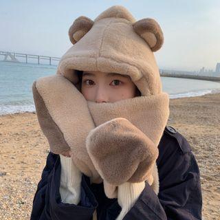 Small Bear Ear Chenille Hat + Scarf + Gloves