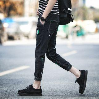 Cropped Splash Print Jeans